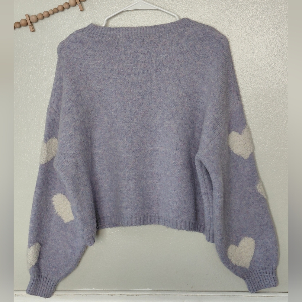 Altar'd State Lavender Heart Cropped Sweater - Picture 4 of 7